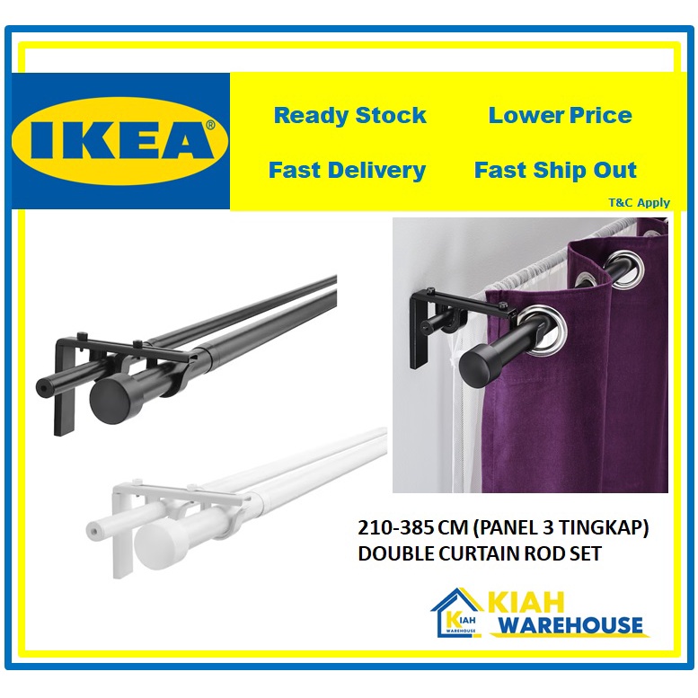 IKEA-HUGAD/RACKA Complete Set Double Curtain Rod Combo Batang Langsir ...