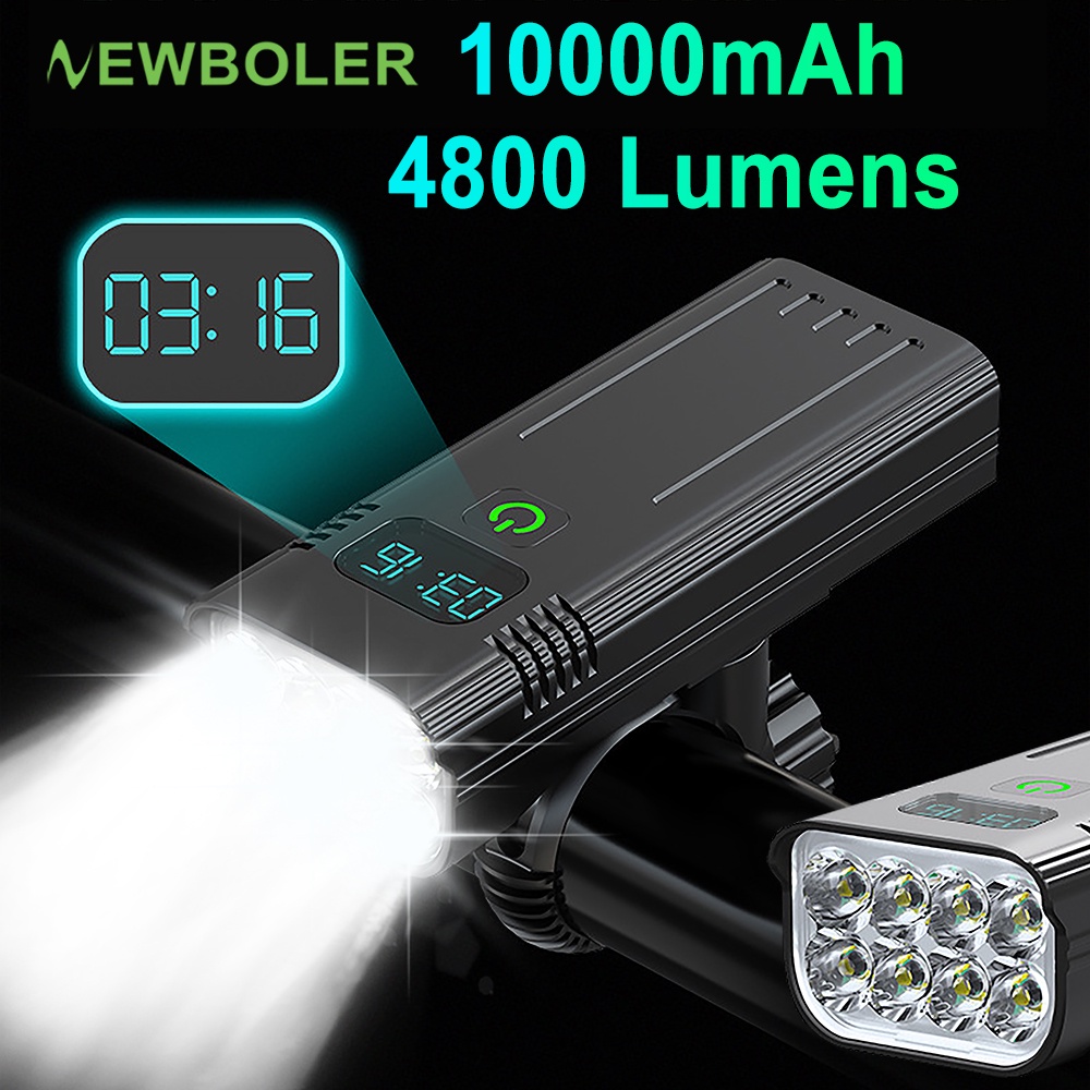 NEWBOLER 4800 Lumens Bike Light USB Rechargeable 10000mAh Waterproof