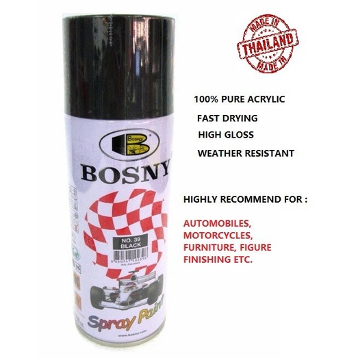 BOSNY Spray Paint Fast Dry, High gloss, Weatherproof, black/white