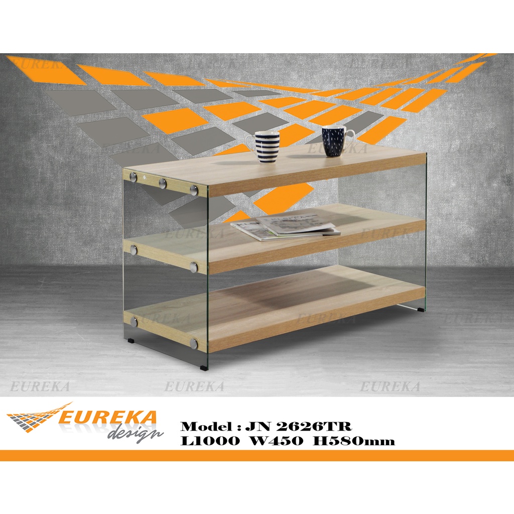 EUREKA 3.5ft TV Stand Table Console Rack Wood Glass Modern / Rak