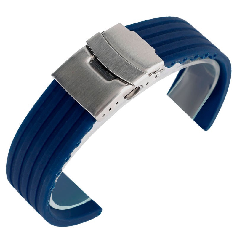 20mm/22mm/24mm Blue/Orange Silicone Rubber Watch Band Strap+ 2 Spring ...