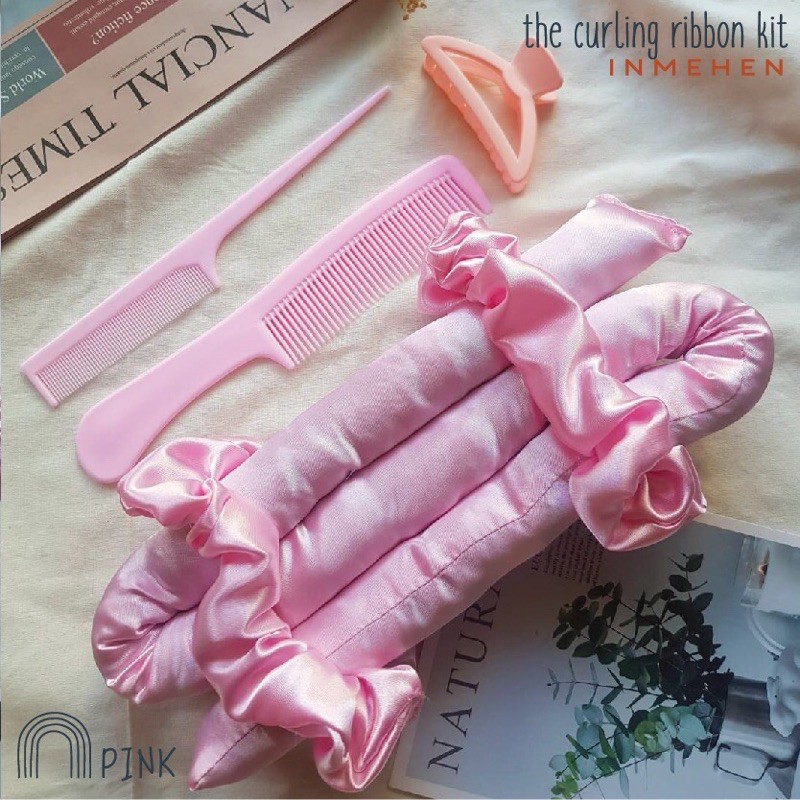 (Pink) Heatless Curling Ribbon Kit / Natural Hair Curler Without Heat And Vise Shopee Malaysia