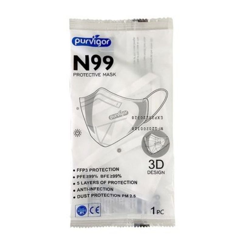 PURVIGOR N99 N95 KN95 FFP2 5 Layers High Filtration 3D Face Mask ...