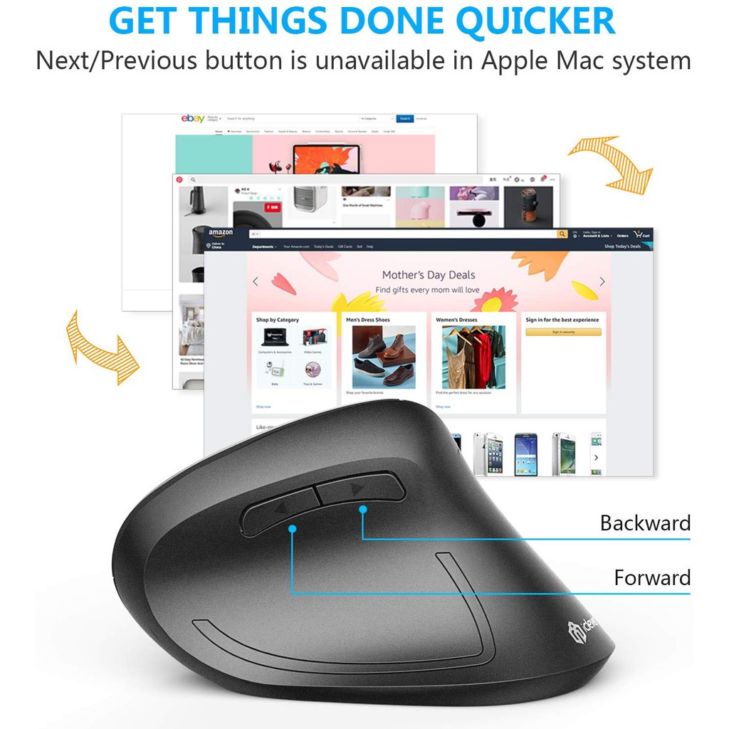 WM-101 Ergonomic Wireless Vertical Mouse, 2.4G Optical Ergo Mouse for ...