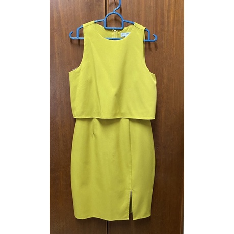 Zalora Basic Officewear Dress Mustard Yellow Shopee Malaysia