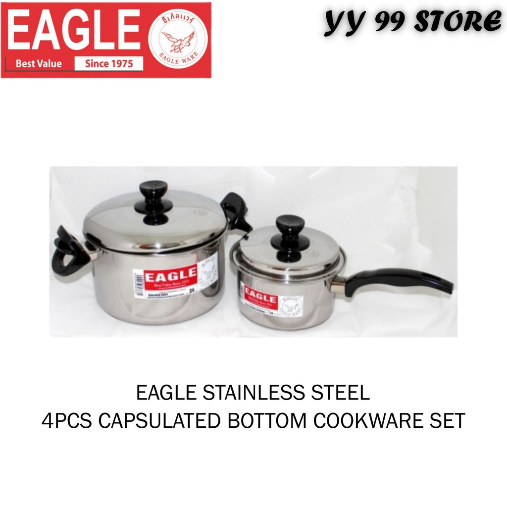 ( 100% Original ) Eagle Stainless Steel 4 Pcs Capsulated Bottom ...
