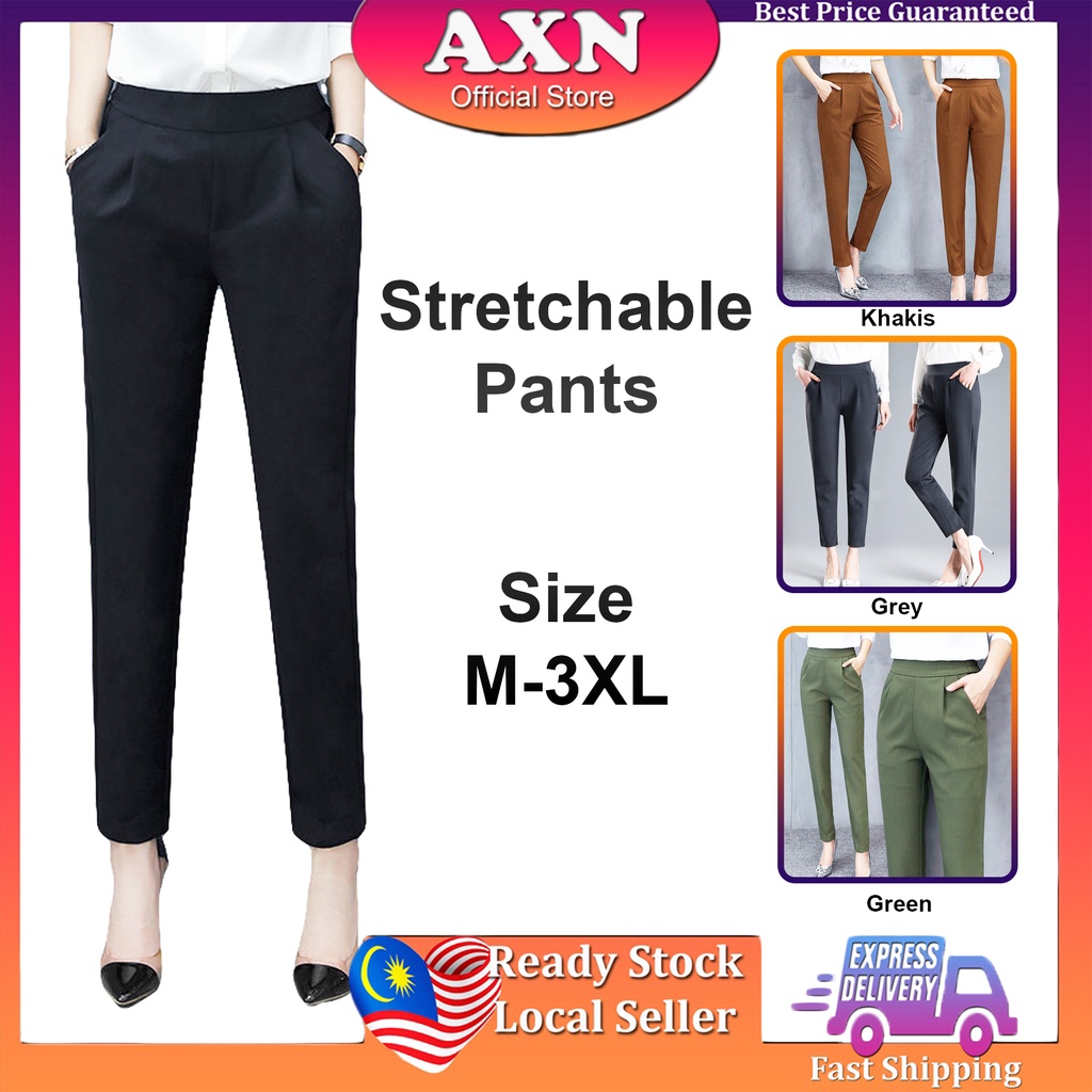 Elastic Waist Pants Female Large Size  Plus Size Elastic Office Pants -  Plus Size - Aliexpress