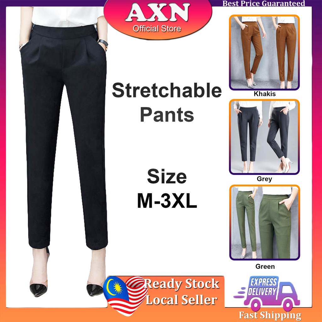 Women Stretchable Slim Fit Pants LONG PANT Plus Size High Waist