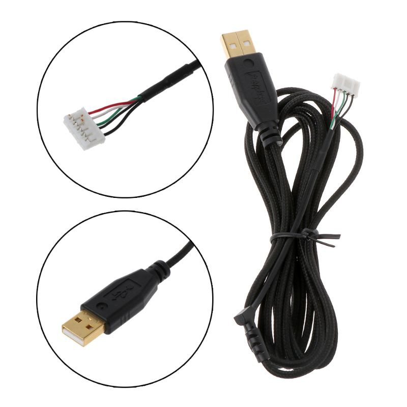 Gold Plated Durable Nylon Braided Line USB Mouse Cable Replacement Wire ...