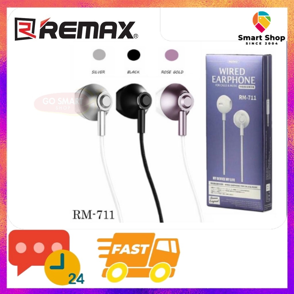 REMAX RM-711 Wired n-ear Earphone 3.5mm AUX nput Quality Audio Music ...