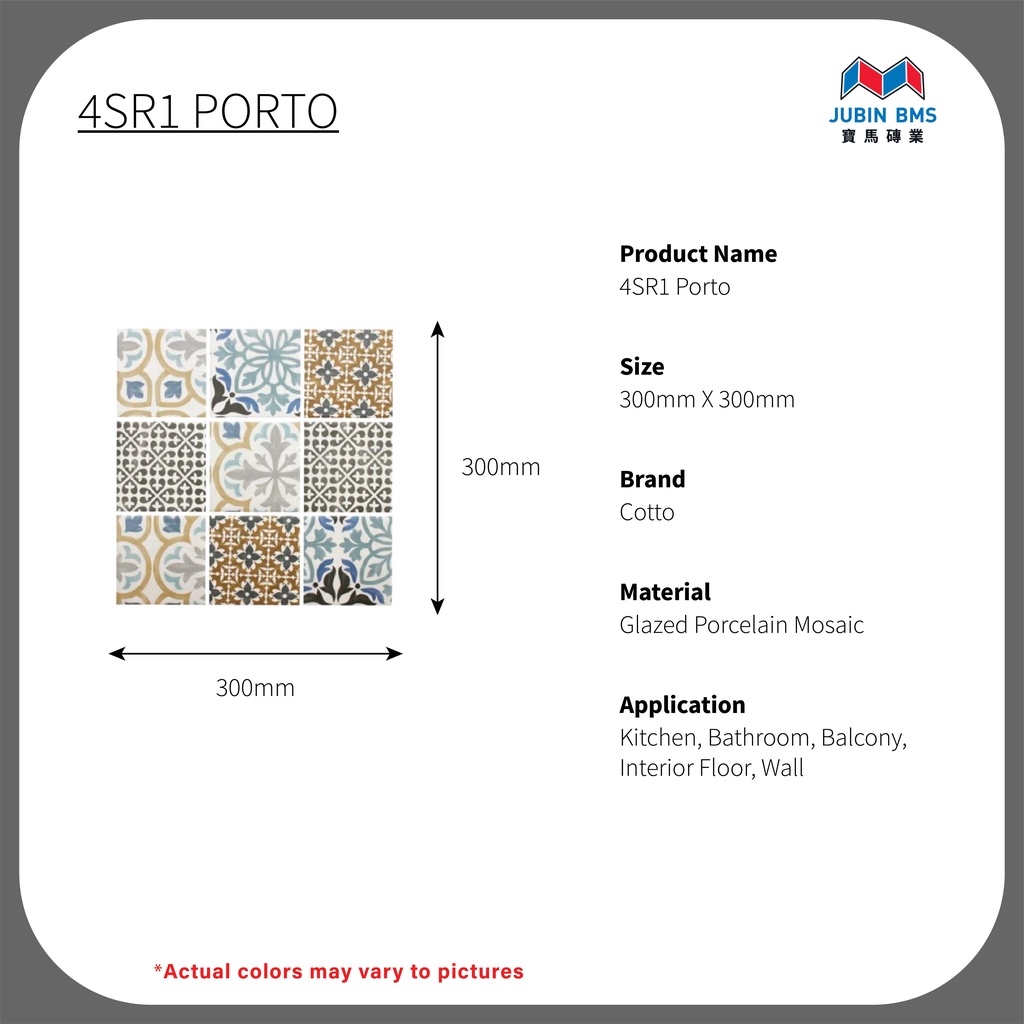 COTTO Digital Mosaic 12X12 inch | 300X300mm Glazed Porcelain 4SR1 PORTO ...