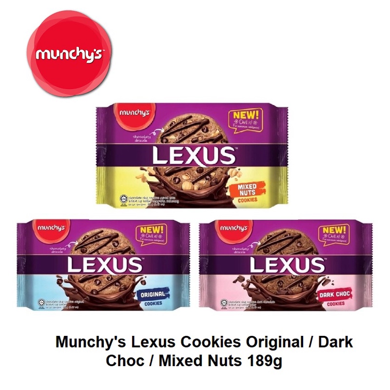 Munchy's Lexus Cookies Original / Dark Choc / Mixed Nuts 189g