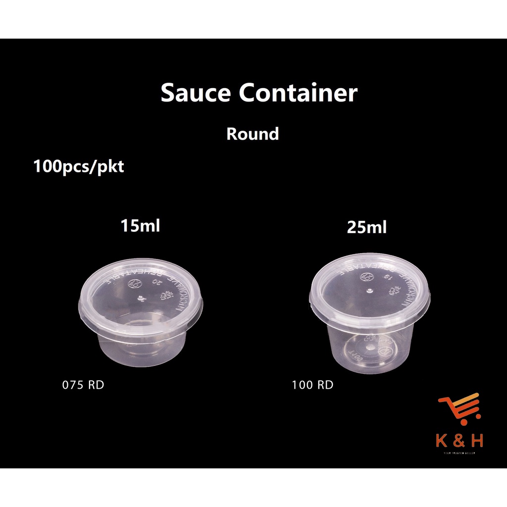 [075/100ml] Mini Sauce Plastic Container with Cover / Microwaveable