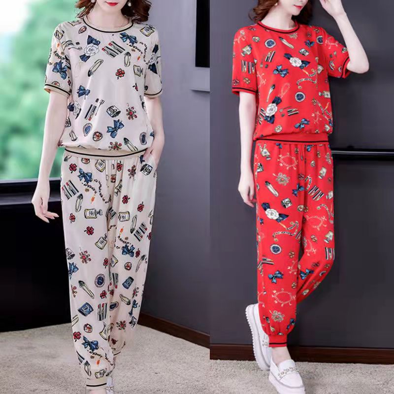 Korean style T-shirt Casual long pants 2pcs set for women AD10139 