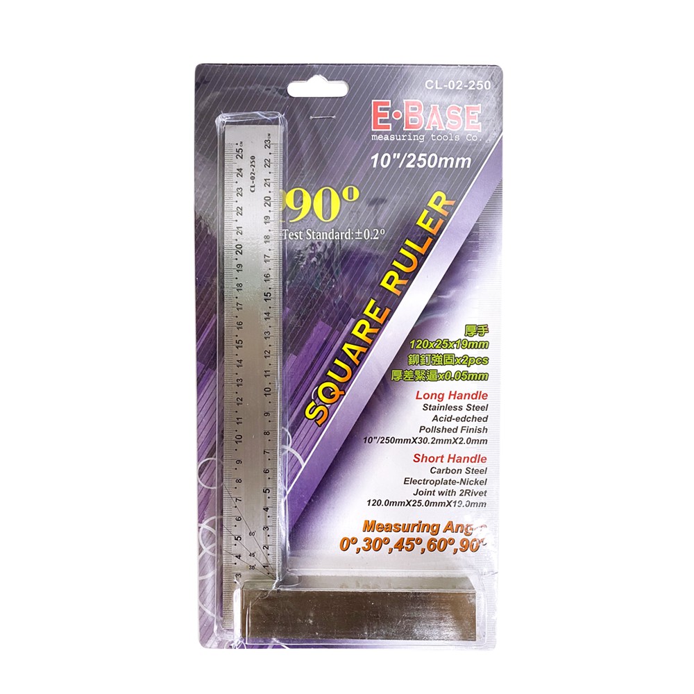 E-BASE Ironworker Square Ruler 4 Inch-10 Inch Front Metric Back ...