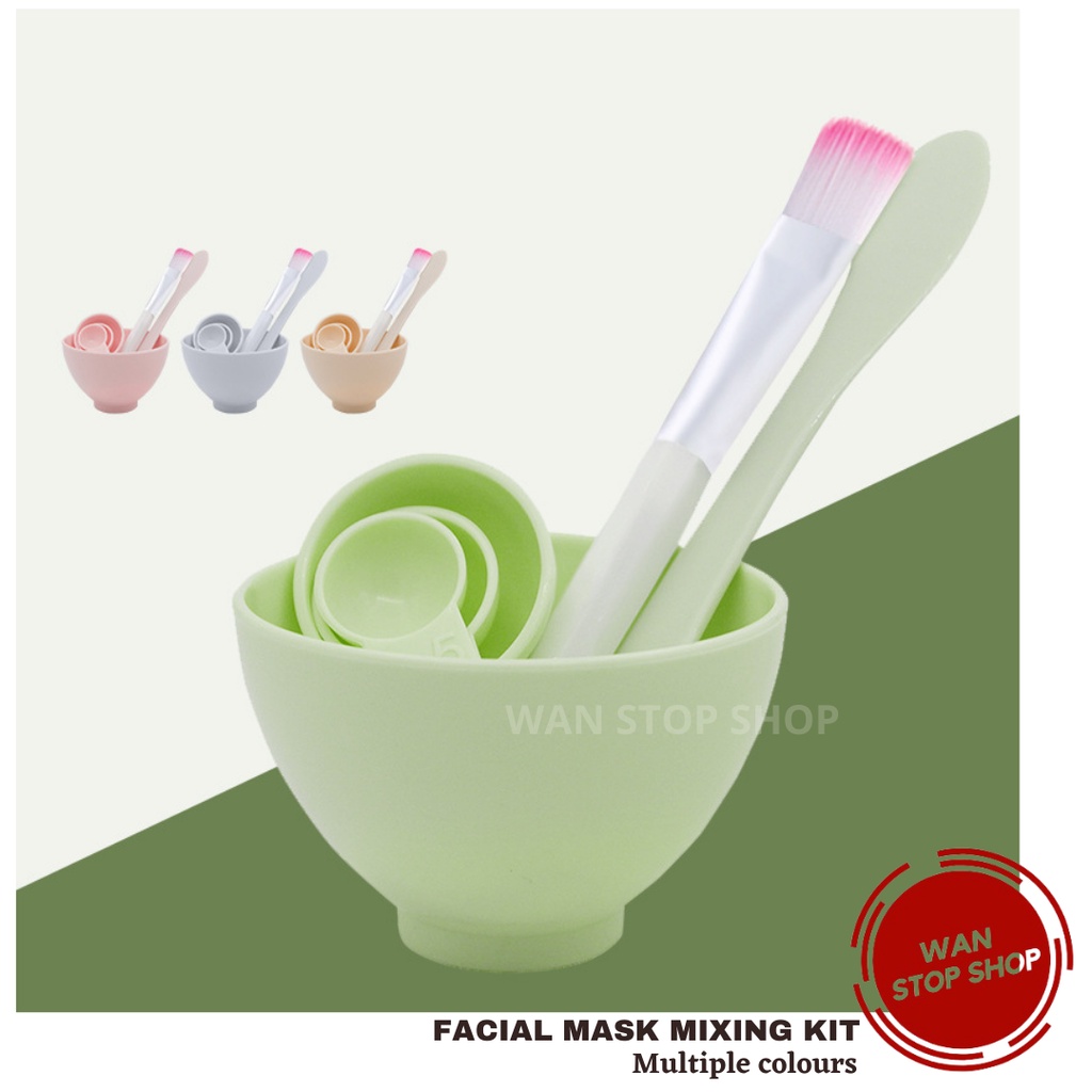 4 in 1 DIY Facial Mask Bowl Set Brush Spoon Stick Mixing Face Care Set Tools Multipurpose Ready