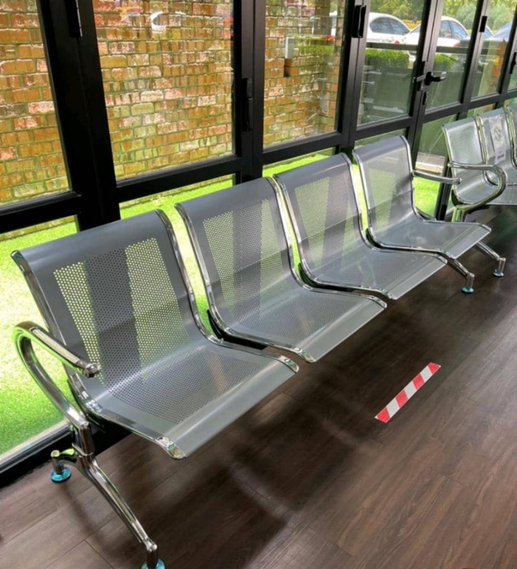 Steel Metal Link Chair 3 4 5 Seater Kerusi Public Waiting Room Pejabat ...