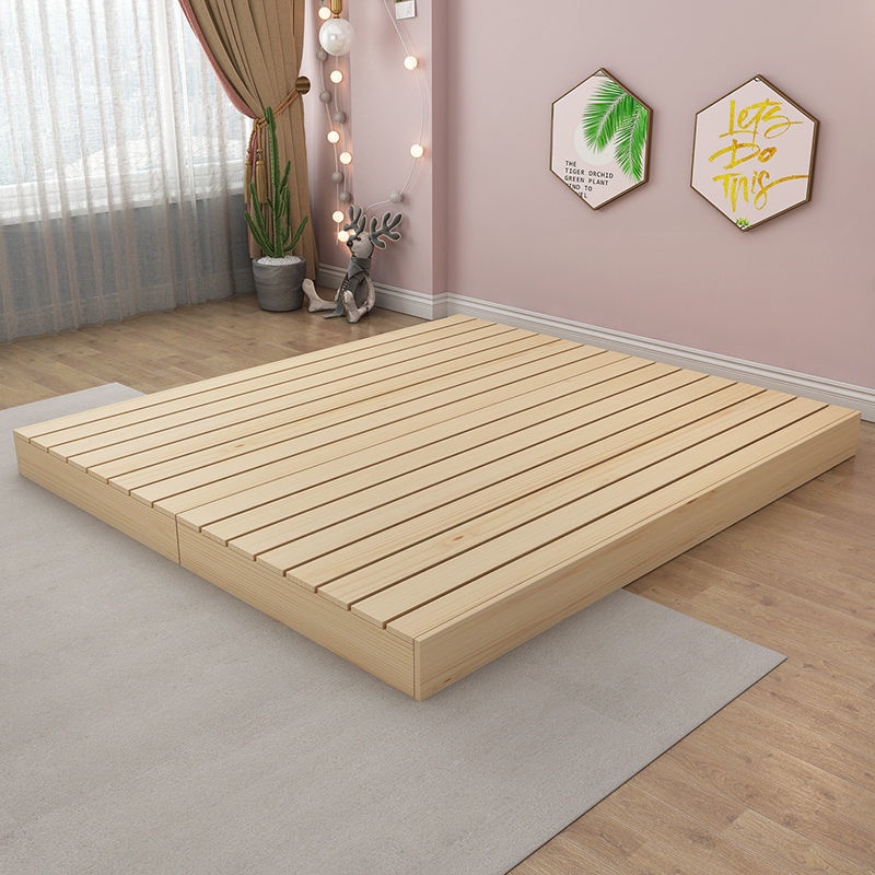 Solid Wood Bed Frame Simple Ins Winddown Floor Bed JapaneseStyle
