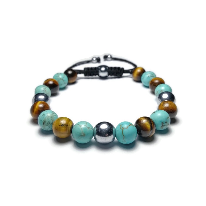 CW Manila - Poseidon Bracelet - 8mm Turquoise, Tigers Eye Stone and ...