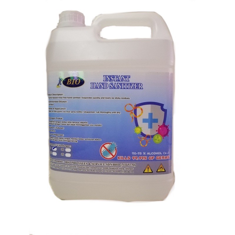 Bio Hand Sanitizer / Hand Sanitizer / Kill Germs 5Liter ( Liquid / Gel ...