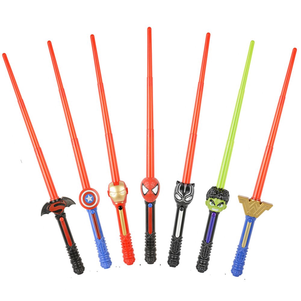 Superhero Toys LED Sound Light Sword Avengers Hulk Spider Man Captain ...