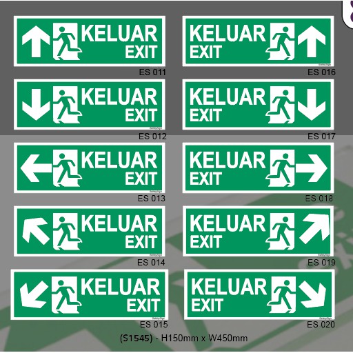 Signage VSAFEMKT Emergency Escape Signs Safety Signs ES011 (Keluar