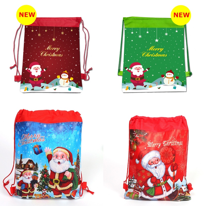 Christmas Theme Santa Claus Non Woven Sack Drawstring Backpack Storage ...