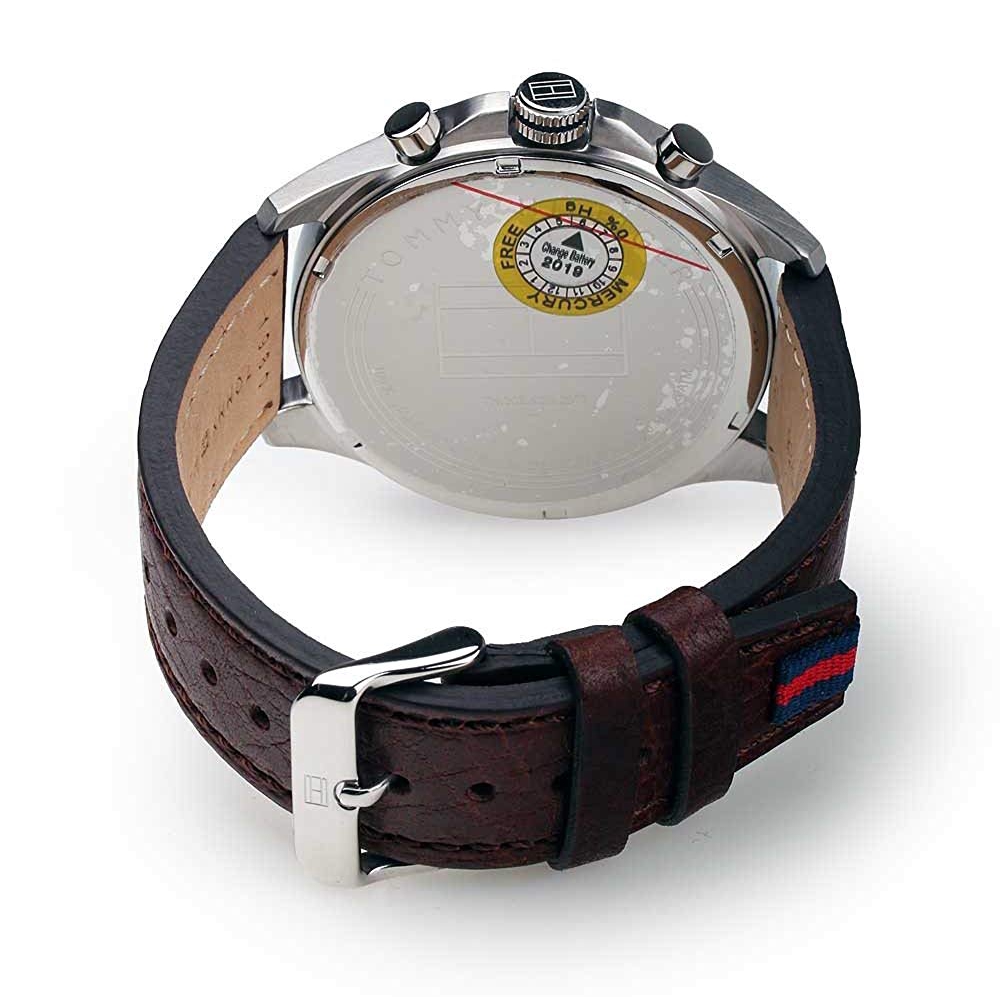 100 Original Tommy Hilfiger Men s 1791275 Gold Trim Sport Brown Leather Watch Shopee Malaysia