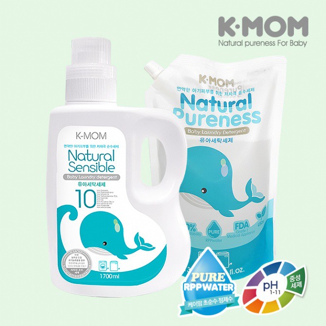 K-Mom USDA Organic Baby Laundry Detergent (1700ml) + Refill Pack ...