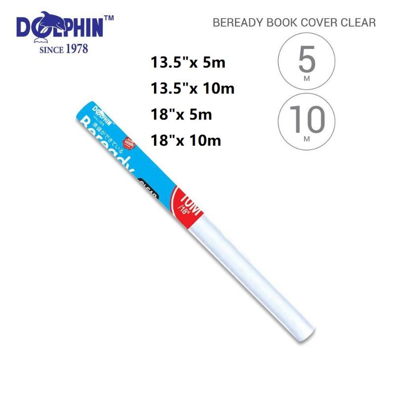Dolphin Beready Book Cover Book Wrapper Clear / Pembalut Buku 13.5 ...