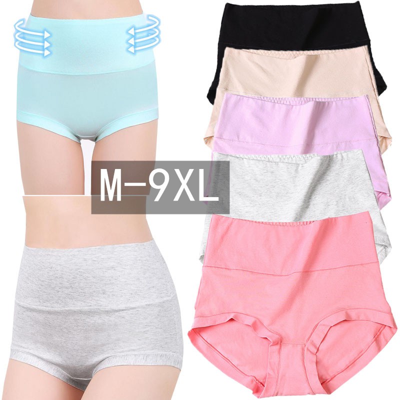 Plus Large Size XL-4XL Cotton Women's Underwear Panties Solid High Waist  Lace Briefs Breathable Seamless Soft Ladies Panties (Color : 5, Size :  3XL-Large) : : Clothing, Shoes & Accessories