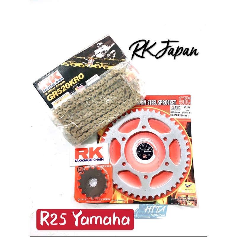 520 RK ORING R25 Yamaha Sprocket Sets With RK 520 Oring Chain Japan 100 ...