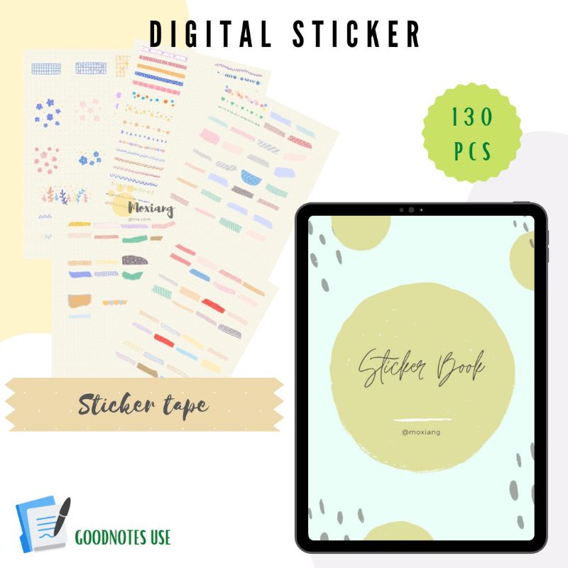 Digital Sticker Book 130pcs Tape Series Goodnotes Use | Shopee Malaysia