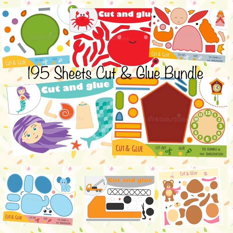 Printable Cut and Glue (Paper Cutting Puzzle) Bundle Kid Activity Set ...