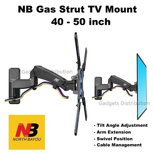 North Bayou NB F450 40 to 50 Inch 816kg Gas Strut TV Wall Bracket