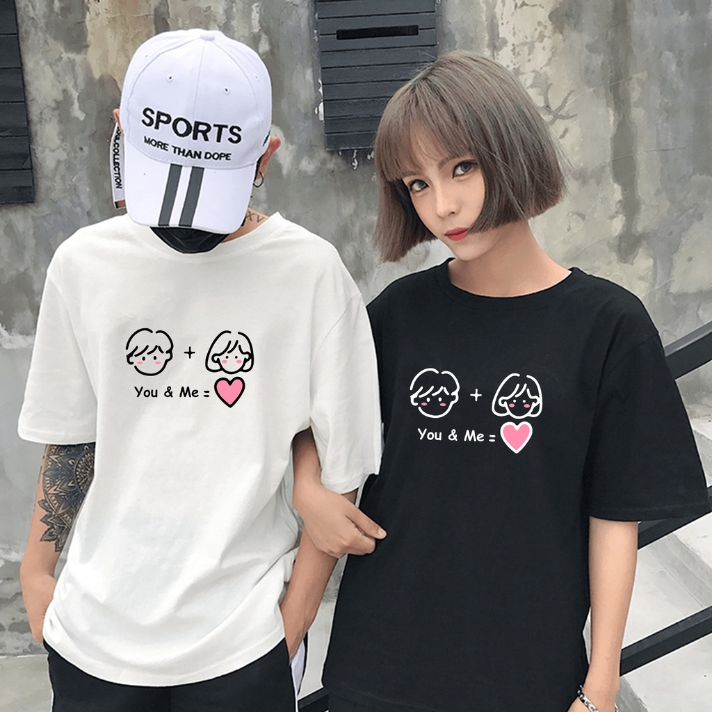 Cute Couple You Me Love Matching Couple Tees Adult Unisex Cotton T Shirts Shopee Malaysia