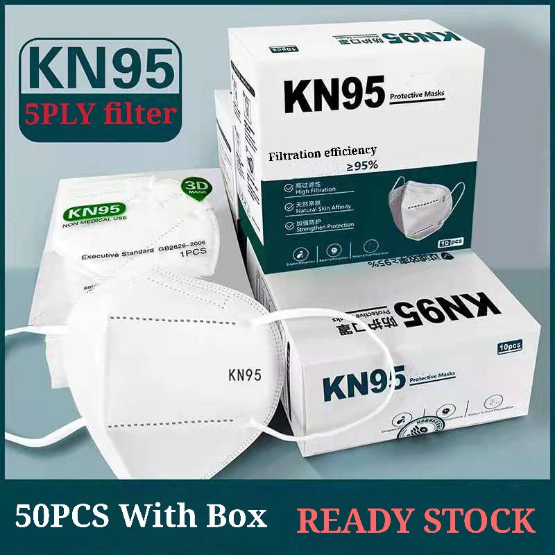 🔥 READY STOCK Malaysia🔥 10 Pcs / 50 Pcs KN95 5ply 5 Layer Respirator Disposable Face Mask Same