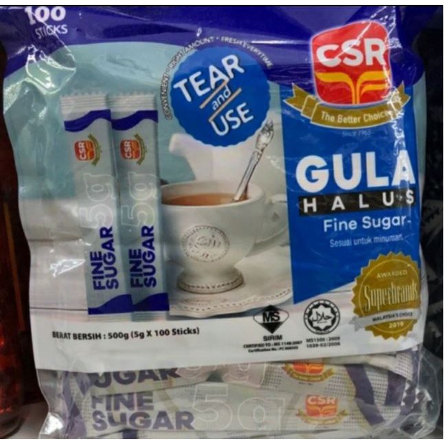 CSR FINE SUGAR Gula halus STICK / SACHET 500g 【5g x 100s】 Shopee Malaysia