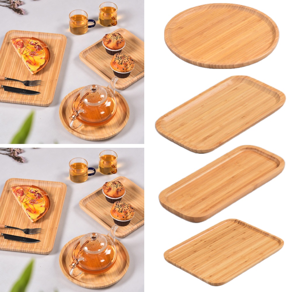 Bamboo Rectangle Round Solid Wood Plate Extra Thick Bread Cheese Plates ...