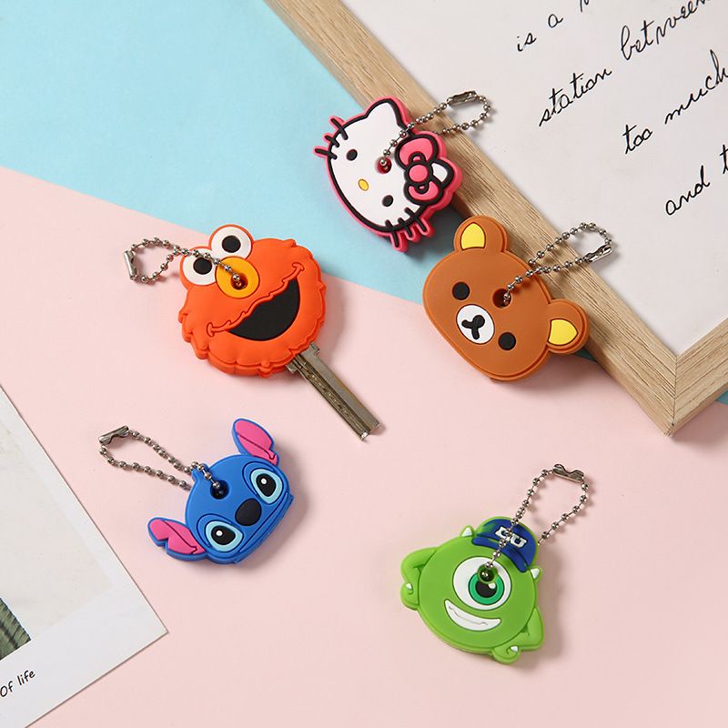 Cartoon Animal Silicone Key Cap Keychain Chain Ring Holder Pendant ...