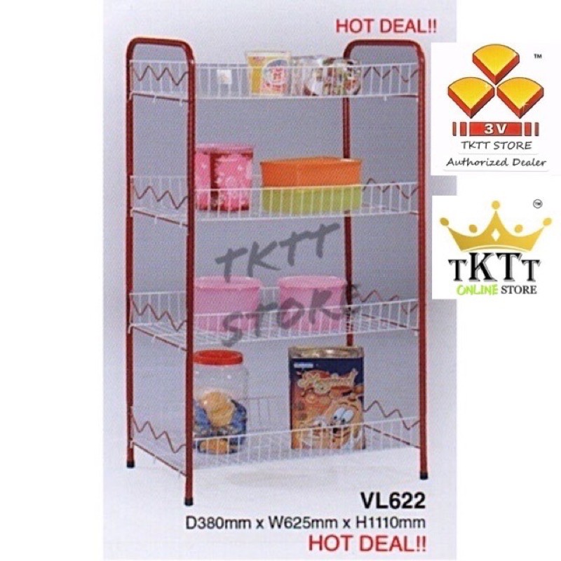 TKTT 3V 4 Tiers New Value Multi Purpose Storage Rack Dishrack Kitchen ...