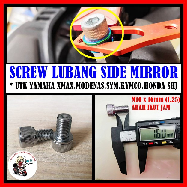 Side Mirror Screw M10 M8 Allen Key Screw Crossbar Skru Handlebar SYM