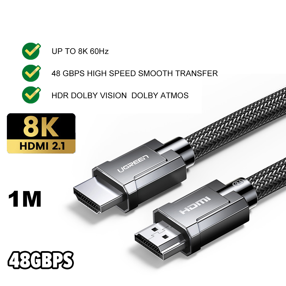 UGREEN HDMI To HDMI 2.1 Cable 8K 60Hz 4K 120Hz 48Gbps HDR Dolby Vision eARC Dolby Atmos Laptop Monitor Projector