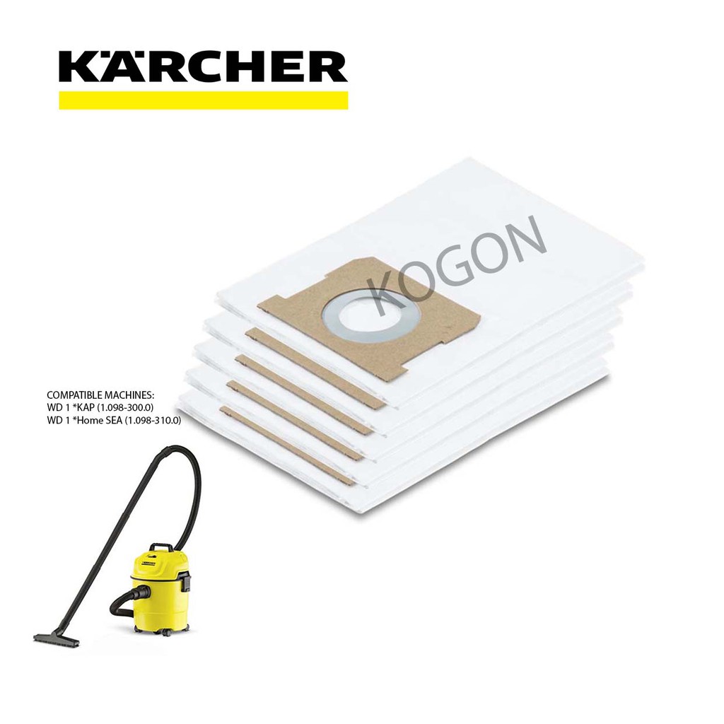 Karcher Paper Filter Bag Vacuum Cleaners WD1 / MV1 (1 pack 5ps