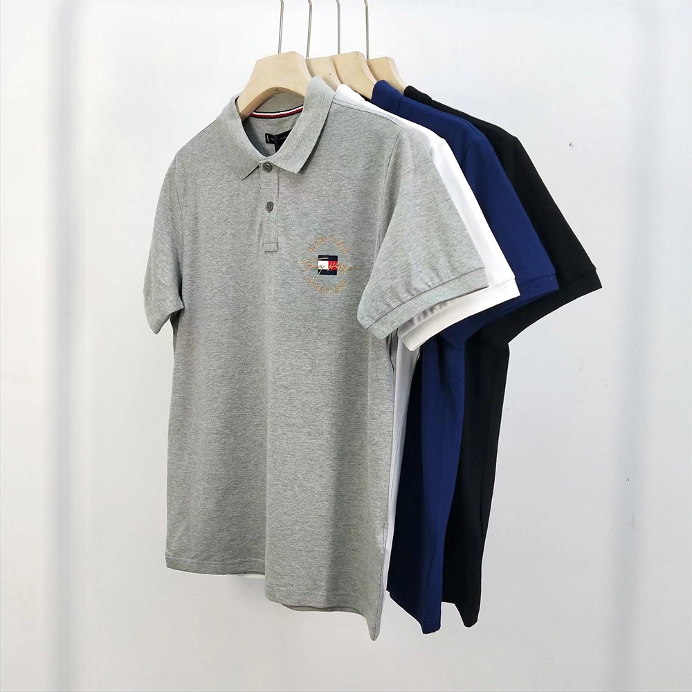 Tomy Ready Stock High Version Pure Cotton Short-Sleeved POLO Shirt Men ...