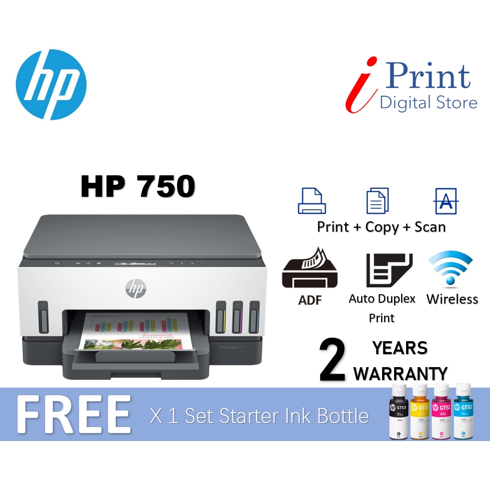 Hp Smart Tank 750 720 Printer Printscancopy Wifi Borderless Printing Double Sided 4650