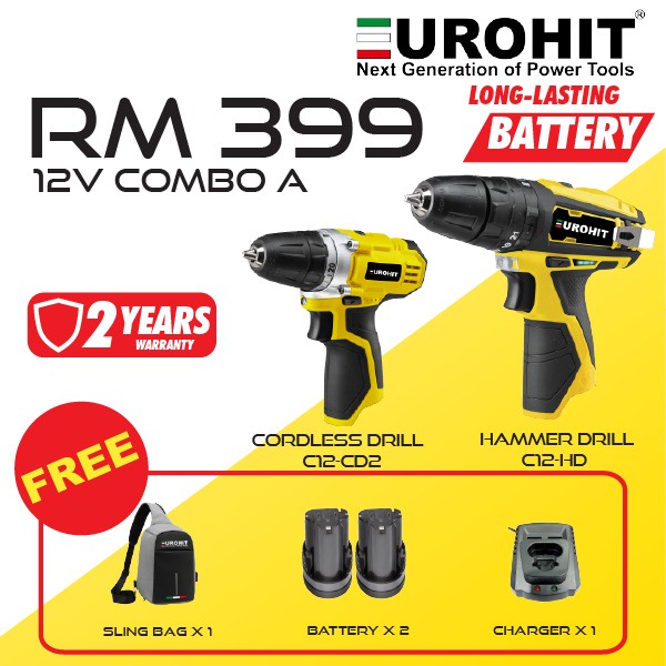 (Shocking Sale) Eurohit Cordless Power Drill 12V Cordless lmpact Driver
