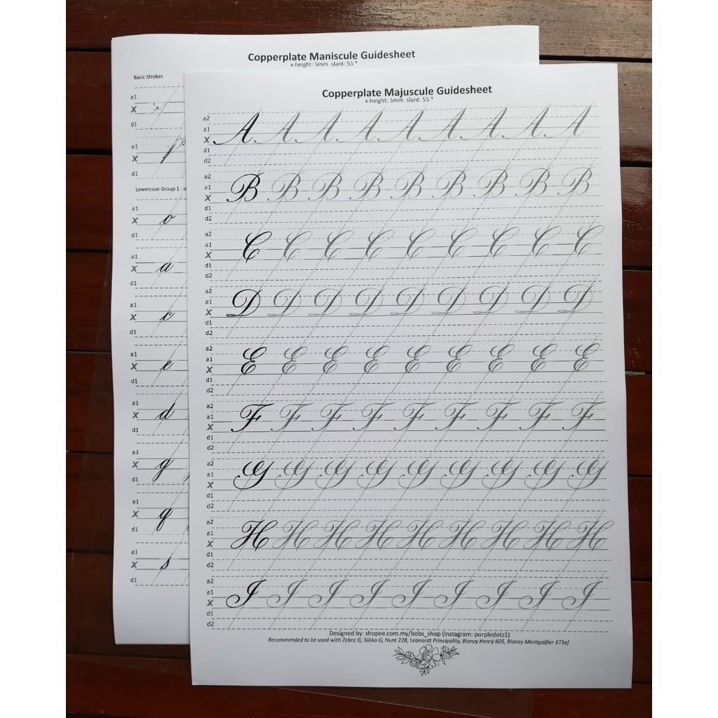 Copperplate Calligraphy Guided Practice Practise Sheets Paper - Tracing ...