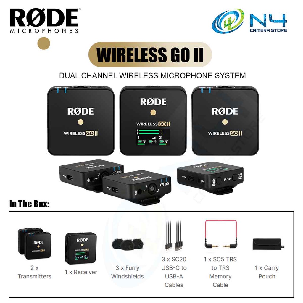 Rode Wireless Go II / Wireless Go 2 Wireless Microphone Collar Clip  Microphone With ZGCINE Charging Box