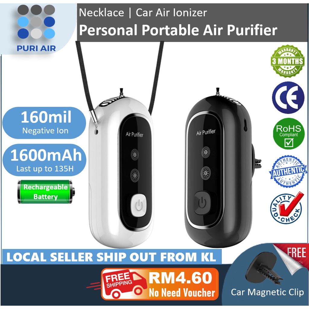 PURI AIR Personal Portable Air Purifier Necklace Mini Ionizer Necklace